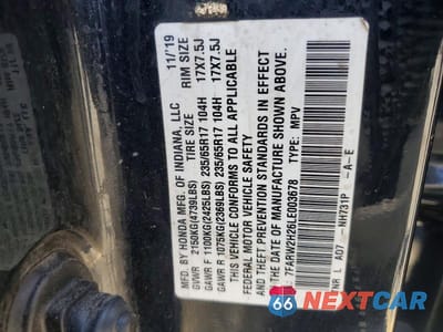 Zdjęcie 13 z 13 samochodu: 2020 HONDA CR-V LX VIN:7FARW2H26LE003678 - miniatura