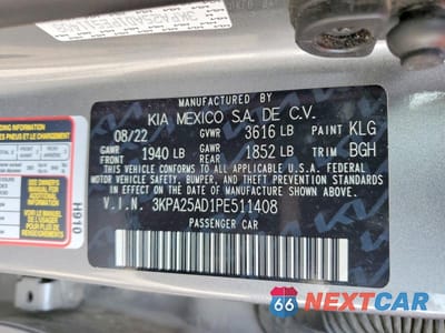 Zdjęcie 12 z 12 samochodu: 2023 KIA RIO S VIN:3KPA25AD1PE511408 - miniatura