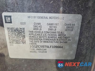 Zdjęcie 13 z 13 samochodu: 2020 CHEVROLET MALIBU LS VIN:1G1ZC5ST5LF109664 - miniatura