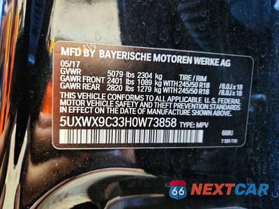 Zdjęcie 13 z 13 samochodu: 2017 BMW X3 XDRIVE28I VIN:5UXWX9C33H0W73858 - miniatura