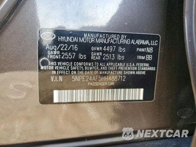 Zdjęcie 12 z 12 samochodu: 2017 HYUNDAI SONATA SE VIN:5NPE24AF5HH488712 - miniatura