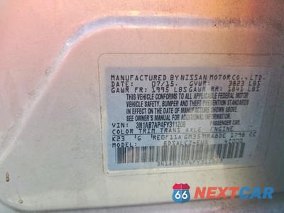 Zdjęcie 13 z 13 samochodu: 2015 NISSAN SENTRA S VIN:3N1AB7AP4FY311208 - miniatura