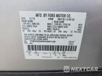 Zdjęcie 13 z 13 samochodu: 2019 FORD EXPLORER XLT VIN:1FM5K8D85KGA81128 - miniatura