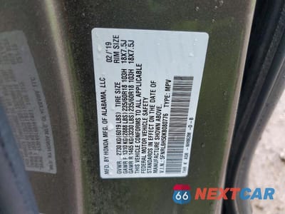 Zdjęcie 13 z 13 samochodu: 2019 HONDA ODYSSEY EX VIN:5FNRL6H50KB080776 - miniatura