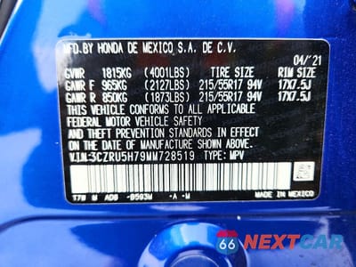 Zdjęcie 13 z 13 samochodu: 2021 HONDA HR-V EXL VIN:3CZRU5H79MM728519 - miniatura