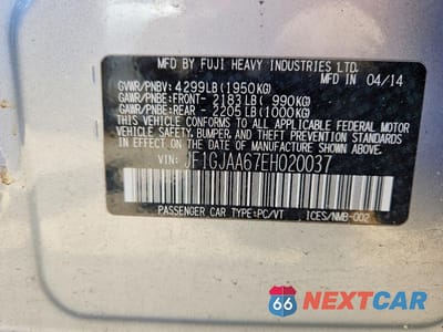 Zdjęcie 13 z 13 samochodu: 2014 SUBARU IMPREZA VIN:JF1GJAA67EH020037 - miniatura