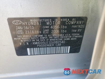 Zdjęcie 13 z 13 samochodu: 2013 HYUNDAI ELANTRA GT BASE VIN:KMHD35LE1DU082540 - miniatura