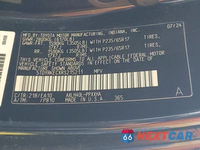 Zdjęcie 14 z 14 samochodu: 2024 TOYOTA SIENNA XLE VIN:5TDYRKECXRS215211 - miniatura