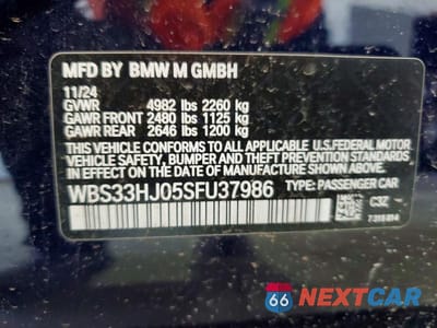 Zdjęcie 12 z 12 samochodu: 2025 BMW M3 COMPETITION VIN:WBS33HJ05SFU37986 - miniatura