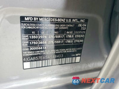 Zdjęcie 12 z 12 samochodu: 2005 MERCEDES-BENZ ML 350 VIN:4JGAB57E65A548403 - miniatura