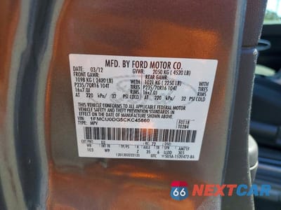 Zdjęcie 13 z 13 samochodu: 2012 FORD ESCAPE XLT VIN:1FMCU0DG5CKC45860 - miniatura