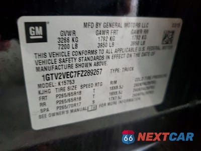 Zdjęcie 12 z 12 samochodu: 2015 GMC SIERRA K1500 SLT VIN:1GTV2VEC7FZ289267 - miniatura