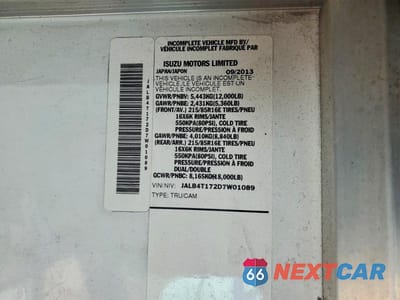 Zdjęcie 13 z 13 samochodu: 2013 ISUZU NPR VIN:JALB4T172D7W01089 - miniatura