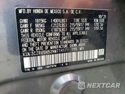Zdjęcie 13 z 13 samochodu: 2022 HONDA HR-V EX VIN:3CZRU5H52NM714171 - miniatura