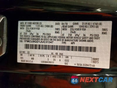 Zdjęcie 13 z 13 samochodu: 2018 FORD ESCAPE SE VIN:1FMCU9GD1JUC31347 - miniatura