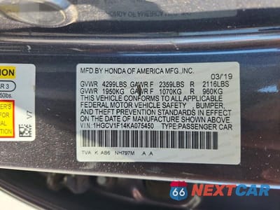 Zdjęcie 12 z 12 samochodu: 2019 HONDA ACCORD LX VIN:1HGCV1F14KA075450 - miniatura