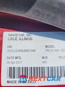 Zdjęcie 10 z 10 samochodu: 2018 INTERNATIONAL PROSTAR - SEMI TRUCK VIN:3HSDJSNR8JN421949 - miniatura