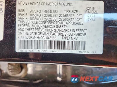 Zdjęcie 13 z 13 samochodu: 2016 HONDA CR-V SE VIN:5J6RM4H49GL043183 - miniatura