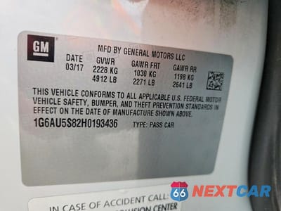 Zdjęcie 12 z 12 samochodu: 2017 CADILLAC CTS VSPORT VIN:1G6AU5S82H0193436 - miniatura