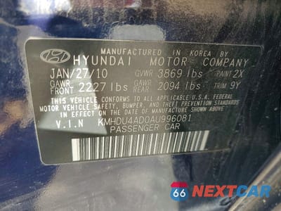 Zdjęcie 12 z 12 samochodu: 2010 HYUNDAI ELANTRA GLS VIN:KMHDU4AD0AU996081 - miniatura