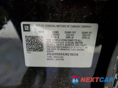 Zdjęcie 12 z 12 samochodu: 2018 CHEVROLET IMPALA LT VIN:2G1105S33J9178378 - miniatura