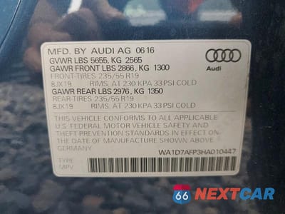 Zdjęcie 13 z 13 samochodu: 2017 AUDI Q5 PREMIUM PLUS S-LINE VIN:WA1D7AFP3HA010447 - miniatura