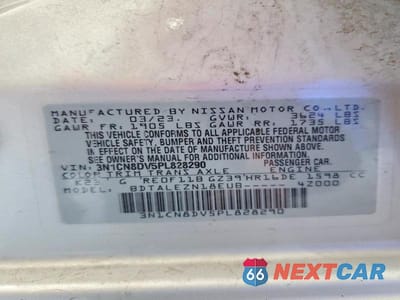Zdjęcie 12 z 12 samochodu: 2023 NISSAN VERSA S VIN:3N1CN8DV5PL828290 - miniatura