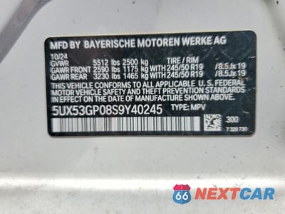 Zdjęcie 13 z 13 samochodu: 2025 BMW X3 30 XDRIVE VIN:5UX53GP08S9Y40245 - miniatura