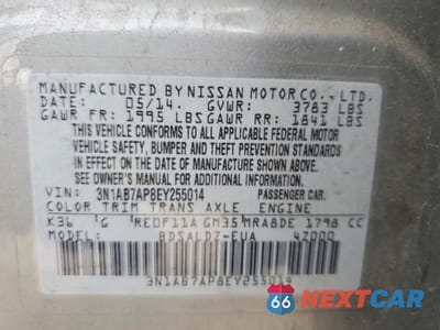 Zdjęcie 12 z 12 samochodu: 2014 NISSAN SENTRA SV VIN:3N1AB7AP8EY255014 - miniatura