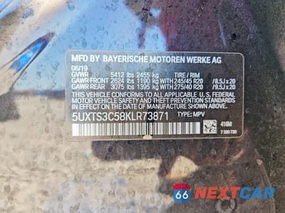 Zdjęcie 12 z 12 samochodu: 2019 BMW X3 XDRIVEM40I VIN:5UXTS3C58KLR73871 - miniatura