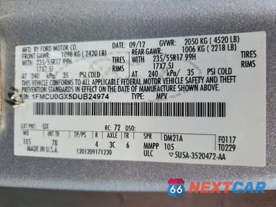 Zdjęcie 13 z 13 samochodu: 2013 FORD ESCAPE SE VIN:1FMCU0GX5DUB24974 - miniatura