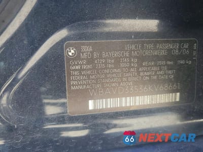 Zdjęcie 12 z 12 samochodu: 2006 BMW 330 XI VIN:WBAVD33536KV68661 - miniatura