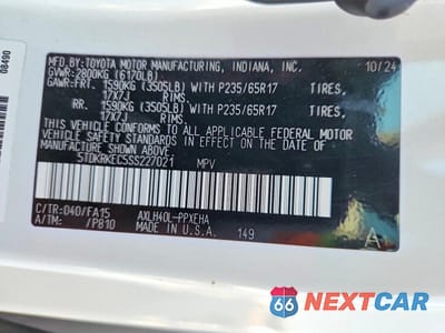 Zdjęcie 14 z 14 samochodu: 2025 TOYOTA SIENNA LE VIN:5TDKRKEC5SS227021 - miniatura