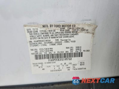 Zdjęcie 12 z 12 samochodu: 2014 FORD TAURUS SEL VIN:1FAHP2E83EG149760 - miniatura