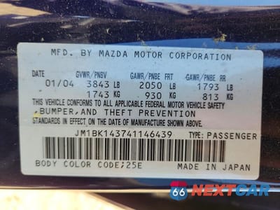 Zdjęcie 13 z 13 samochodu: 2004 MAZDA 3 HATCHBACK VIN:JM1BK143741146439 - miniatura