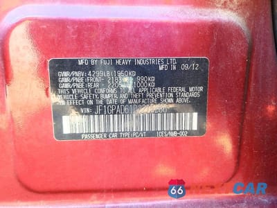 Zdjęcie 12 z 12 samochodu: 2013 SUBARU IMPREZA PREMIUM VIN:JF1GPAD61D2215286 - miniatura