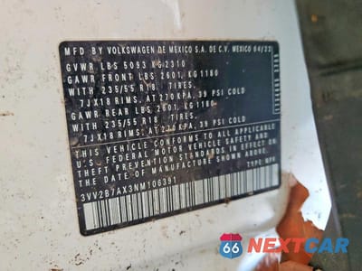 Zdjęcie 13 z 13 samochodu: 2022 VOLKSWAGEN TIGUAN SE VIN:3VV2B7AX3NM106391 - miniatura