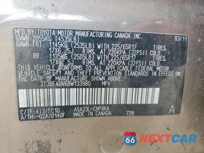 Zdjęcie 13 z 13 samochodu: 2011 TOYOTA RAV4 BASE VIN:2T3BF4DV6BW133980 - miniatura