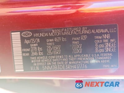 Zdjęcie 14 z 14 samochodu: 2024 HYUNDAI TUCSON SEL VIN:5NMJB3DE3RH417776 - miniatura