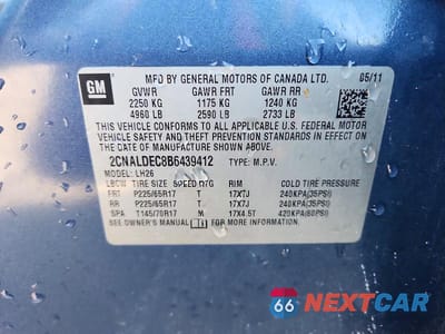 Zdjęcie 12 z 12 samochodu: 2011 CHEVROLET EQUINOX LT VIN:2CNALDEC8B6439412 - miniatura