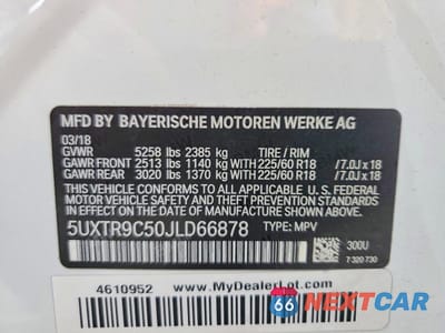 Zdjęcie 13 z 13 samochodu: 2018 BMW X3 XDRIVE30I VIN:5UXTR9C50JLD66878 - miniatura