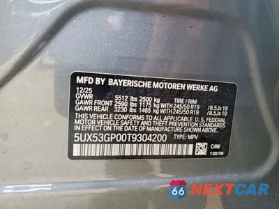 Zdjęcie 12 z 12 samochodu: 2026 BMW X3 30 XDRIVE VIN:5UX53GP00T9304200 - miniatura