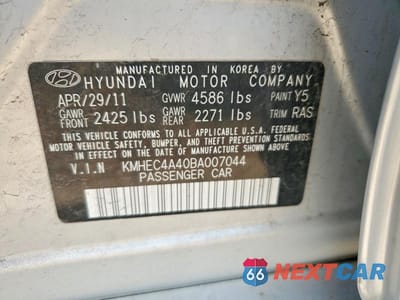 Zdjęcie 12 z 12 samochodu: 2011 HYUNDAI SONATA HYBRID VIN:KMHEC4A40BA007044 - miniatura