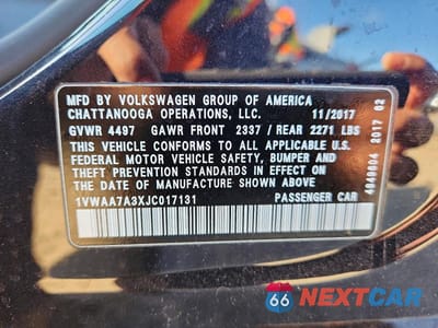 Zdjęcie 12 z 12 samochodu: 2018 VOLKSWAGEN PASSAT S VIN:1VWAA7A3XJC017131 - miniatura