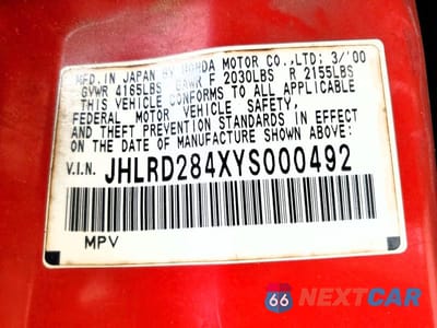 Zdjęcie 13 z 13 samochodu: 2000 HONDA CR-V LX VIN:JHLRD284XYS000492 - miniatura