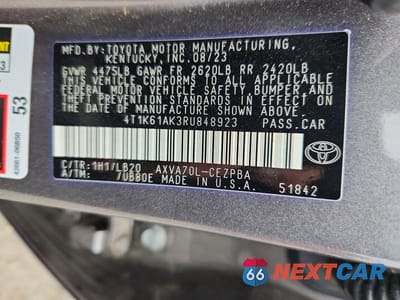 Zdjęcie 12 z 12 samochodu: 2024 TOYOTA CAMRY XSE VIN:4T1K61AK3RU848923 - miniatura