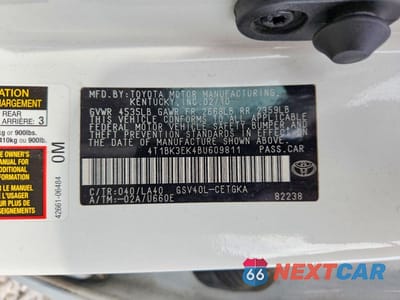 Zdjęcie 13 z 13 samochodu: 2011 TOYOTA CAMRY XLE V6 VIN:4T1BK3EK4BU609811 - miniatura