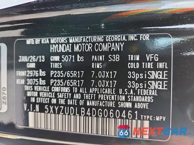 Zdjęcie 13 z 13 samochodu: 2013 HYUNDAI SANTA FE SPORT 2.4L VIN:5XYZUDLB4DG060461 - miniatura