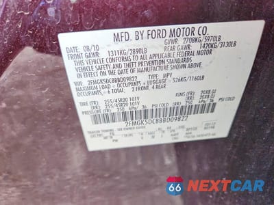 Zdjęcie 13 z 13 samochodu: 2011 FORD FLEX LIMITED VIN:2FMGK5DC8BBD09822 - miniatura