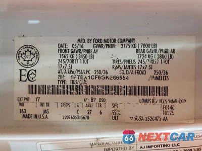 Zdjęcie 12 z 12 samochodu: 2016 FORD F150 SUPER CAB VIN:1FTEX1CF6GKE66554 - miniatura